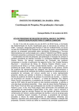 Edital 006/2015 - Ata - IFBA Campus Cama&ccedil;ari