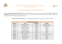Resultado Preliminar da Avalia&ccedil;&atilde;o Psicol&oacute;gica