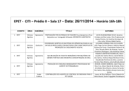 EPET - CITI – Prédio II – Sala 17 – Data: 26/11/2014 - Horário 16h-18h