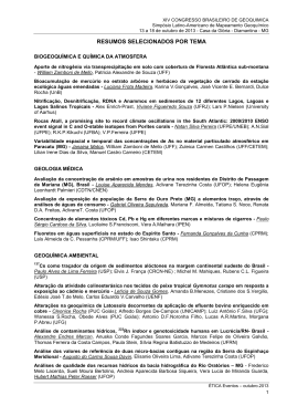 resumos aprovados.rtf - Sociedade Brasileira de Geoquímica