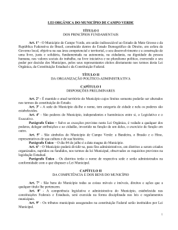 LEI ORG&Acirc;NICA DO MUNIC&Iacute;PIO DE CAMPO VERDE