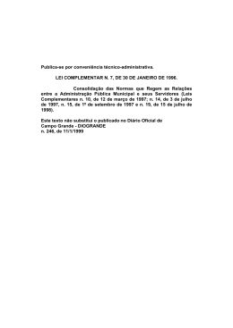 Lei Complementar n. 7, de 30 de janeiro de 1996