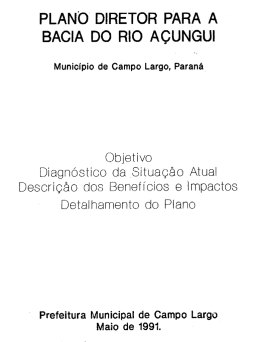 PLANO DIRETOR PARA A BACIA DO RIO A`ÇUNGUI