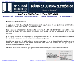 TJ-GO DIÁRIO DA JUSTIÇA ELETRÔNICO - EDIÇÃO 1204