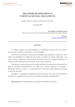 gravidade de dependência e motivação para tratamento