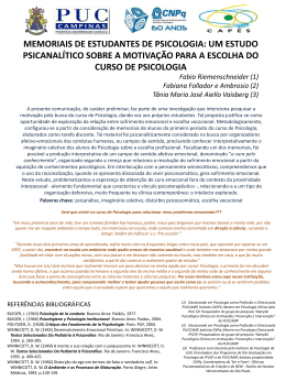 MEMORIAIS DE ESTUDANTES DE PSICOLOGIA: UM