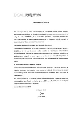 DESPACHO N.9 1/DG/2015 Nos termos