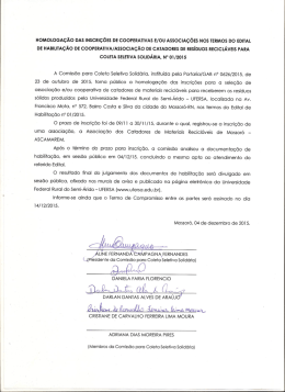 Homologação das inscrições de cooperativas - Reitoria