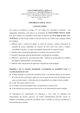 23/04/2015 - Banco Santander Totta, SA informa sobre convocatória