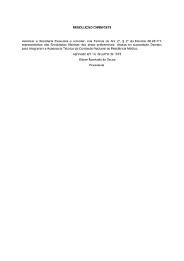 RESOLUÇÃO CNRM 03/78 Autorizar a Secretaria Executiva a