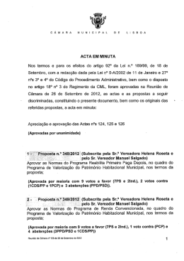 ACTA EM MINUTA Nos termos e para os efeitos do artigo 92° da Lei