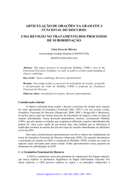 articula&ccedil;&atilde;o de ora&ccedil;&otilde;es na gram&aacute;tica funcional do discurso