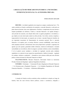 a regula&ccedil;&atilde;o do mercado financeiro e a necess&aacute;ria interven&ccedil;&atilde;o