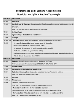 Programa&ccedil;&atilde;o da III Semana Acad&ecirc;mica da Nutri&ccedil;&atilde;o: Nutri&ccedil;&atilde;o