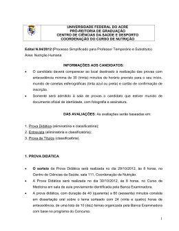 &Aacute;rea: Nutri&ccedil;&atilde;o Humana - Universidade Federal do Acre