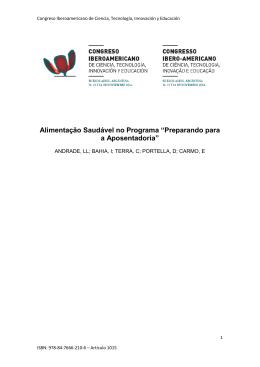Alimenta&ccedil;&atilde;o Saud&aacute;vel no Programa &ldquo;Preparando para a