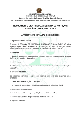 e veja o regulamento - II Senut - "Nutri&ccedil;&atilde;o e Qualidade de Vida"