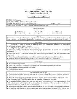 Enfermagem DEPARTAMENTO: Ci&ecirc;ncias B&aacute;sicas da Sa