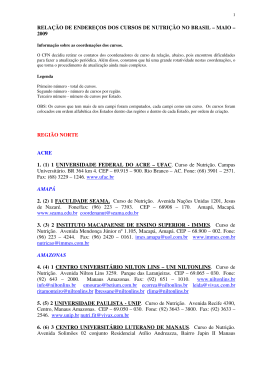 rela&ccedil;&atilde;o de endere&ccedil;os dos cursos de nutri&ccedil;&atilde;o no brasil