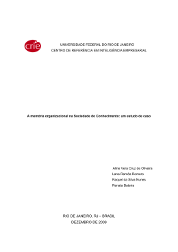 A mem&oacute;ria organizacional na Sociedade do - Crie