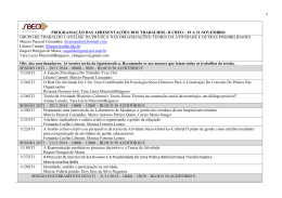programa&ccedil;&atilde;o das apresenta&ccedil;&otilde;es dos trabalhos- ii cbeo &ndash; 19