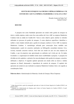 Gest&atilde;o de Estoques nas Micro e M&eacute;dias Empresas