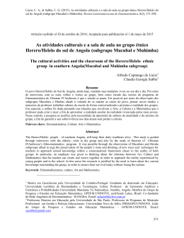 As atividades culturais e a sala de aula no grupo &eacute;tnico