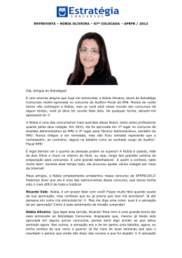ENTREVISTA &ndash; N&Uacute;BIA OLIVEIRA &ndash; 67&ordf;