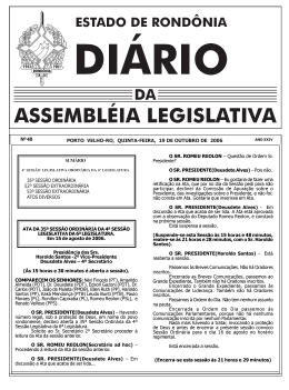 DI&Aacute;RIO DA ALE-RO - Assembleia Legislativa