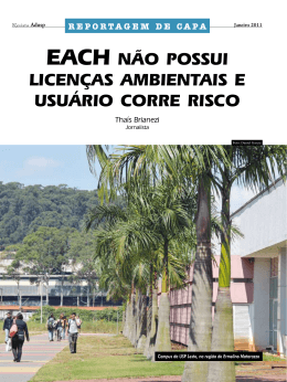 EACH n&atilde;o possui licen&ccedil;as ambientais e usu&aacute;rio corre risco