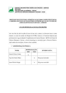 processo seletivo para admiss&atilde;o ao quadro complementar