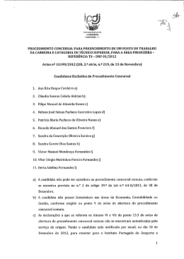 PROCEDIMENTO CONCURSAL PARA PREENCHIMENTO DE UM