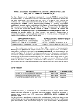 Ata da Sess&atilde;o de Recebimento e Abertura das Propostas de Pre&ccedil;os