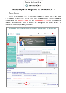 Inscri&ccedil;&atilde;o para o Programa de Monitoria 2013