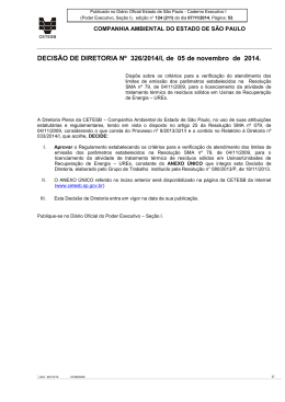 Decis&atilde;o de Diretoria n&ordm; 326/2014/I, de 05/11/2014