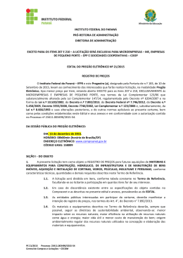 Edital Preg&atilde;o Eletr&ocirc;nico n&ordm; 21/2015