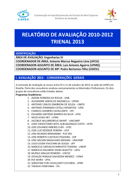 Relatório de Avaliação 2010 – 2012, Trienal 2013