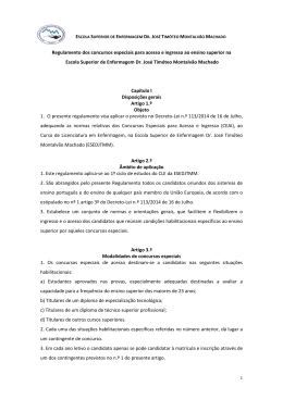 Regulamento dos concursos especiais para acesso e ingresso ao