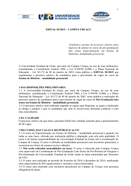 1 EDITAL 02/2015 &ndash; CAMPUS URUA&Ccedil;U Estabelece normas