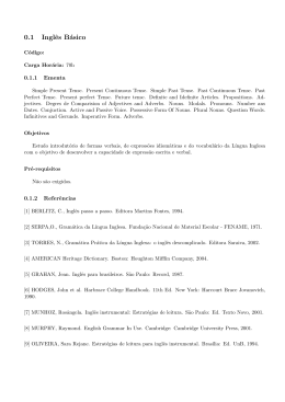 Atividade Complementar: Ingl&ecirc;s B&aacute;sico