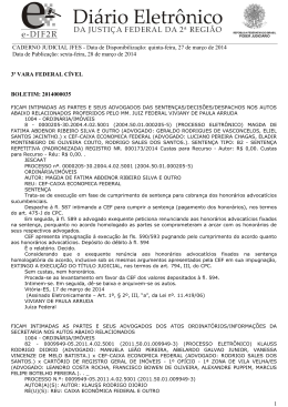 1 CADERNO JUDICIAL JFES - Data de Disponibiliza&ccedil;&atilde;o: quinta