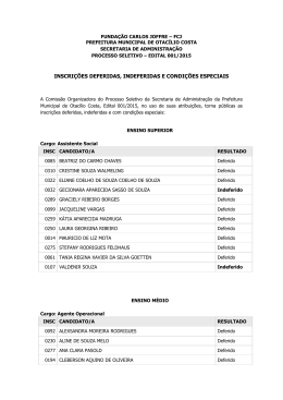 inscri&ccedil;&otilde;es deferidas, indeferidas e condi&ccedil;&otilde;es especiais