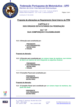 Proposta de altera&ccedil;&atilde;o ao Regulamento Geral Interno