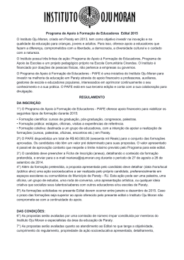 Programa de Apoio &agrave; Forma&ccedil;&atilde;o de Educadores Edital 2015 O