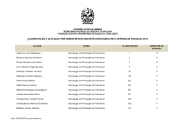CLASSIFICAÇÃO E ALOCAÇÃO POR SEMESTRE DOS