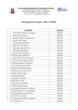 Homologa&ccedil;&atilde;o de Inscri&ccedil;&otilde;es &ndash; Edital n&ordm; 123/2010 Candidato