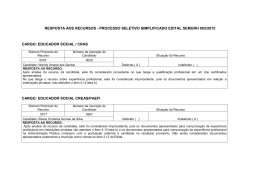 RESPOSTA AOS RECURSOS - PROCESSO SELETIVO