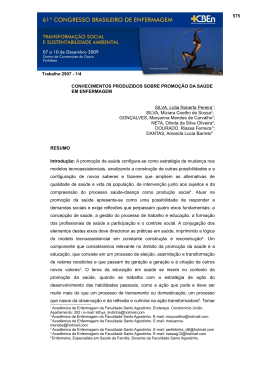 conhecimentos produzidos sobre promo&ccedil;&atilde;o da