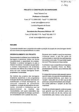 PROJETO E CONSTRUÇÃO DE BARRAGENS