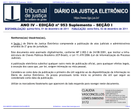 EDI&Ccedil;&Atilde;O 953 Suplemento - SE&Ccedil;&Atilde;O I - Tribunal de Justi&ccedil;a do Estado